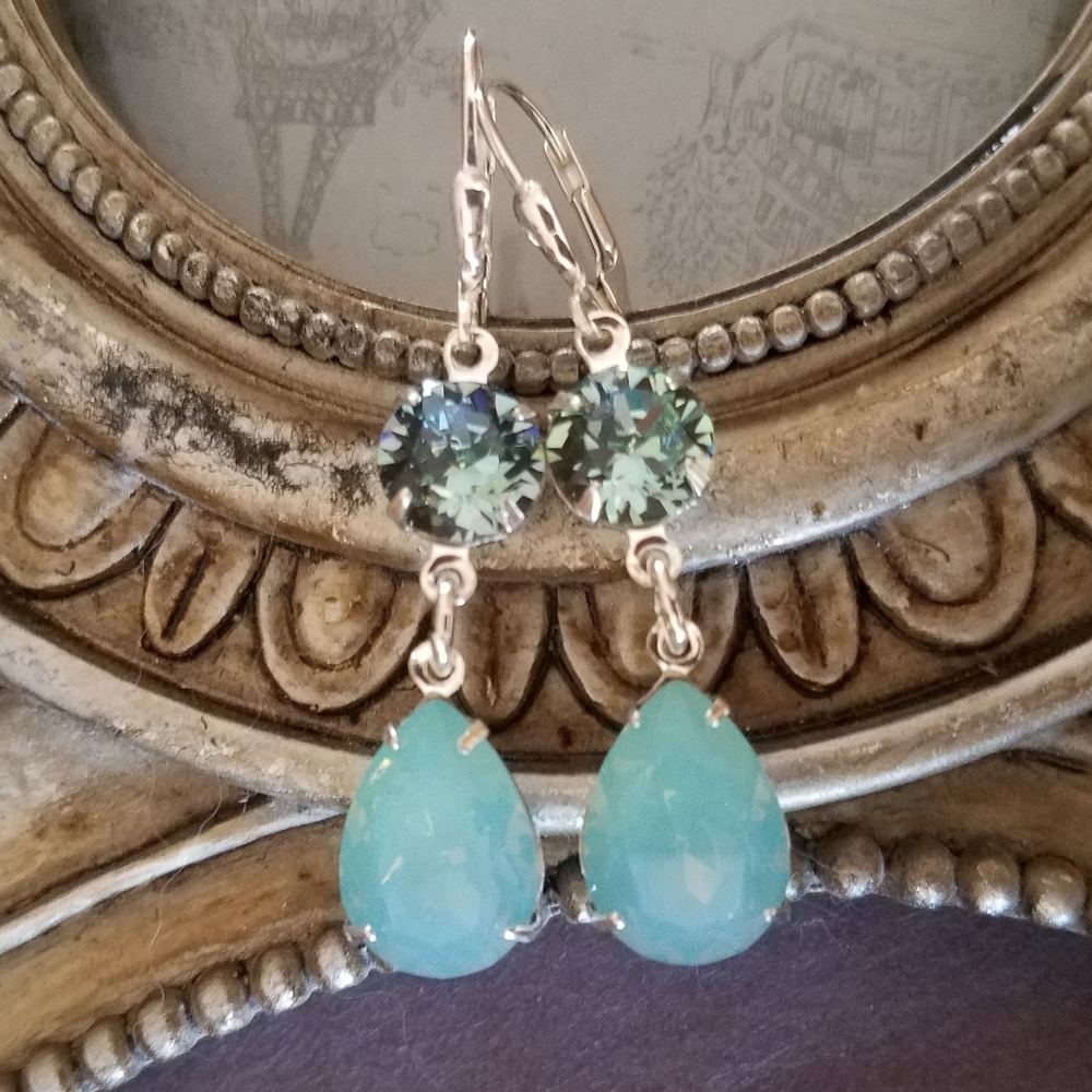 Austrian Crystal Sterling Silver Earrings - Picture 3 of 8